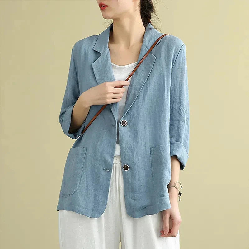 Cotton Linen Jacket Small Suit Loose Casual Long Sleeve Women's Fashionable Sun Protection Spring Summer New Arrival