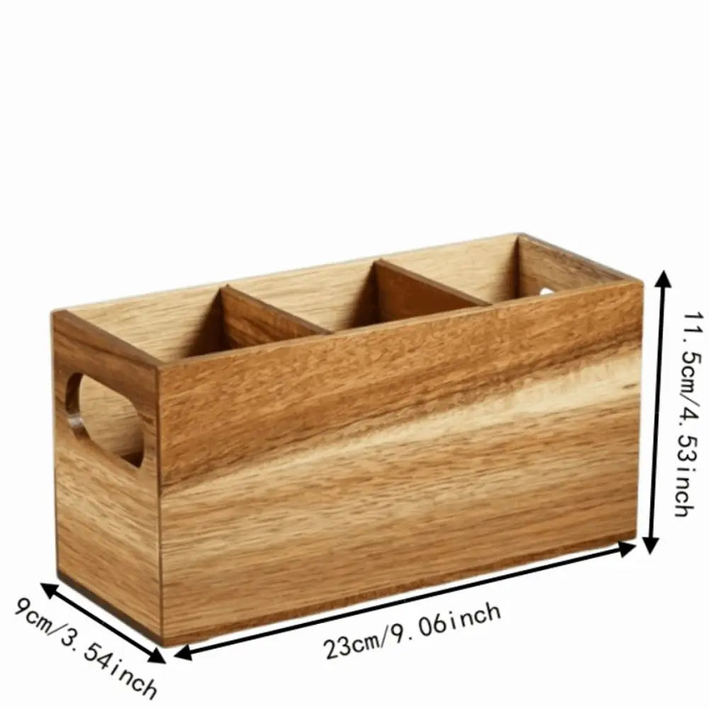 Kitchen Tools Wooden Utensil Organizer 3 Compartment Space Saving Storage Rack Durable Rustic Cutlery Holder Kitchen