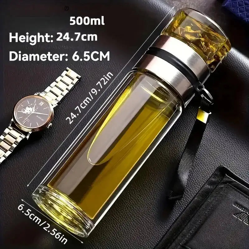 Tumbler Infuser, Leakproof 1PCS Travel Mug With Tea Strainer, Multi-size High Borosilicate Glass Double Layer Cup Infuser