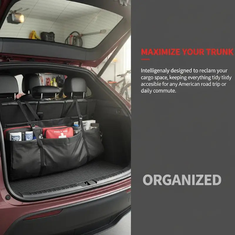 High Capacity Oxford Car Organizer Trunk Storage Bag with Net Multi Use Backseat Solution for SUV Campers Vehicles