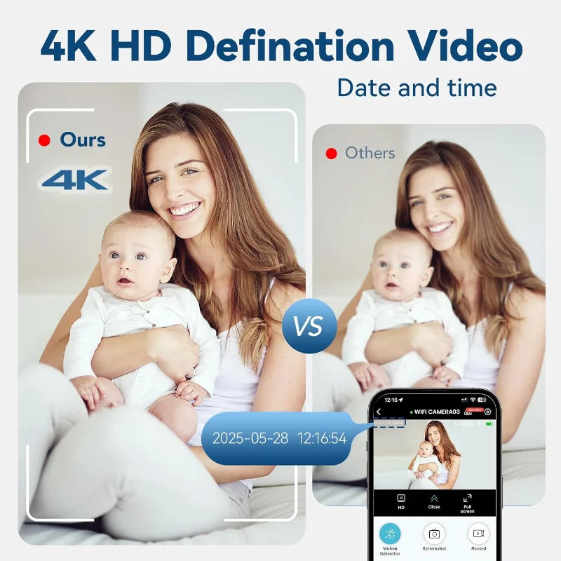 Wireless Mini Camera Night Vision WiFi IP/AP Remote Monitor Rechargeable Battery Motion Detection Portable Camcorders Home