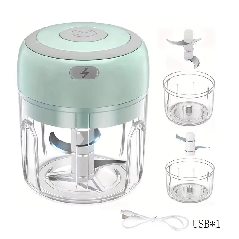 250ML Electric Mini Food Processor Wireless USB Rechargeable Garlic Chopper Portable Vegetable Onion Mincer Meat Grinder Gadget