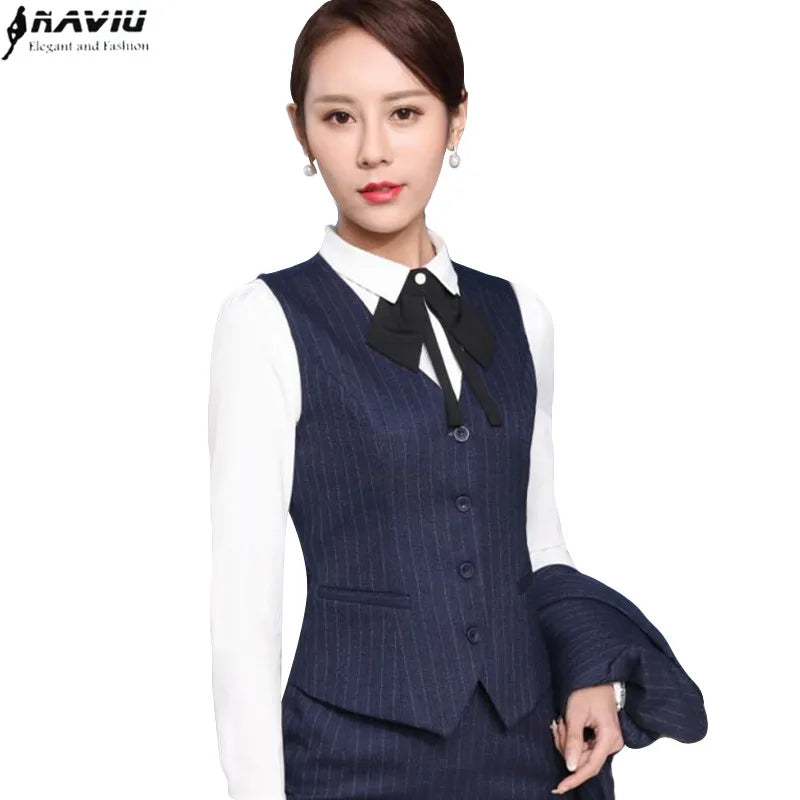 Naviu High Quality Women Stripe Vest New Arrives Autumn Clothes For Office Ladies Fashion Tops Work Wear