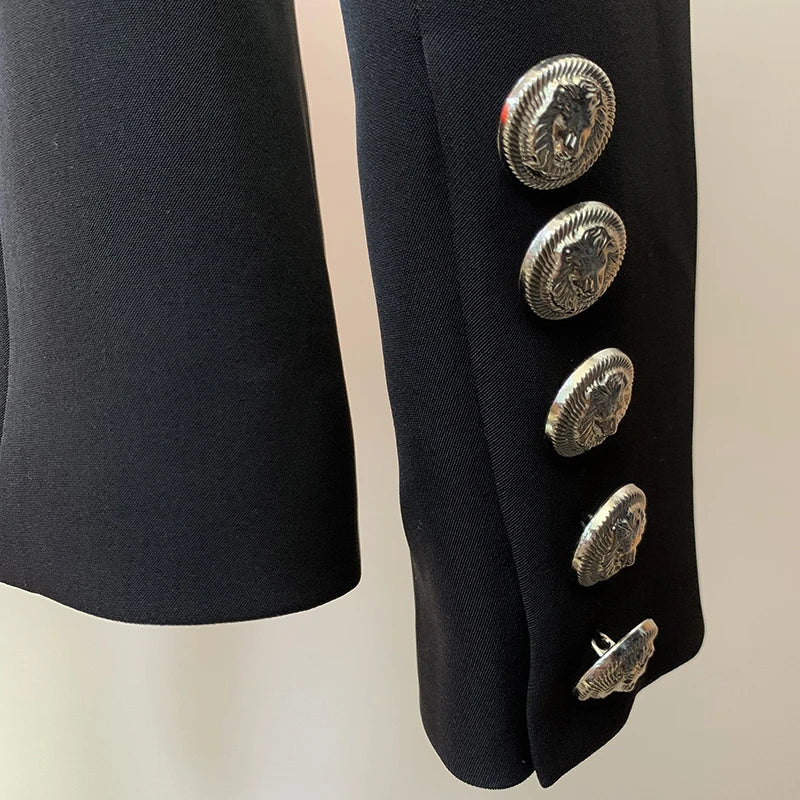 HIGH QUALITY Newest 2025 Fashion Designer Jacket Women's Diamonds Strass Beading Double Breasted Shawl Collar Blazer