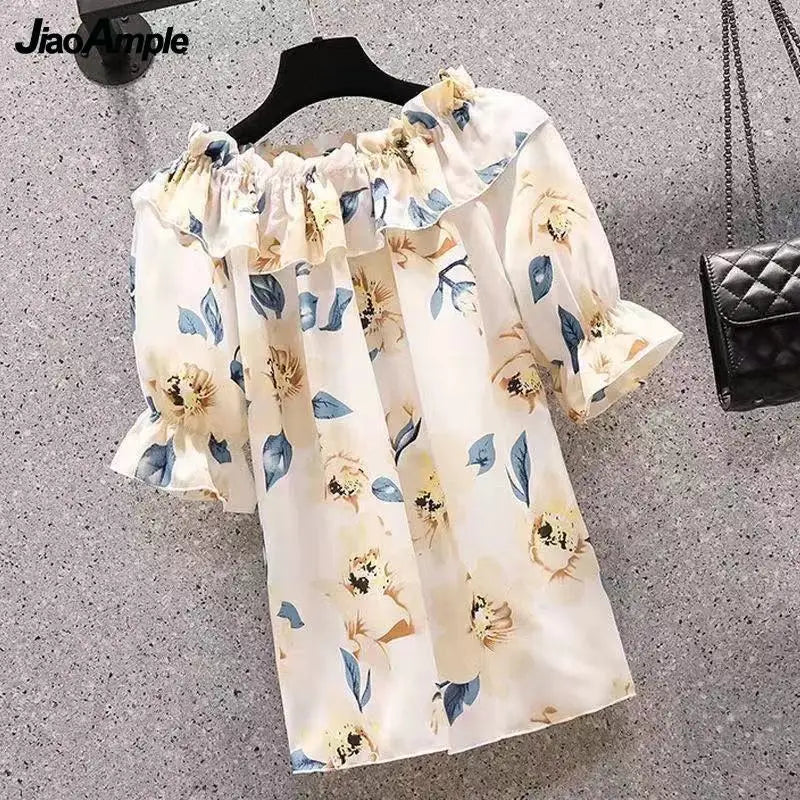 Women's Summer Shorts Suit 2026 New Casual Printed Shirt Top Pants Two Piece Korean Fashion Elegant Short Sleeve Blouse Set