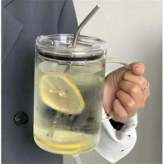 1L Drinking Glass Tumbler With Lid And Straw Glass Coffee Cup Glass Mug And Straw Glass Coffee Cup Glass Mu…