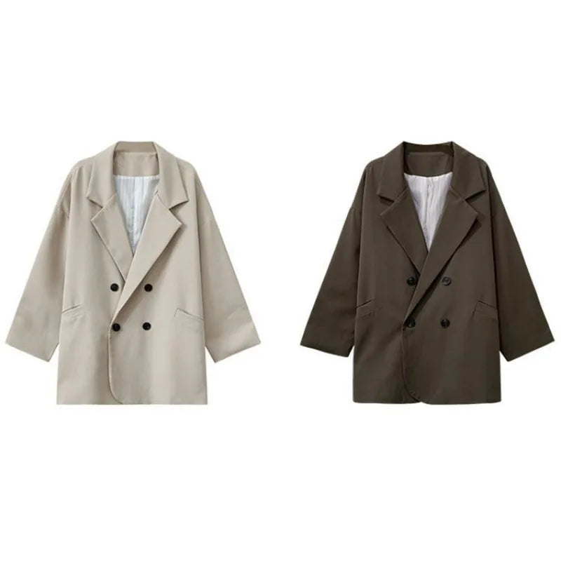 Oversize Blazer Women Suit Korean Chic Black Blazer Casual Coat Streetwear Loose Jackets Solid Women's Clothing Student Coats