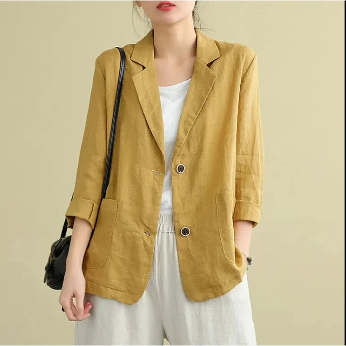 Cotton Linen Jacket Small Suit Loose Casual Long Sleeve Women's Fashionable Sun Protection Spring Summer New Arrival
