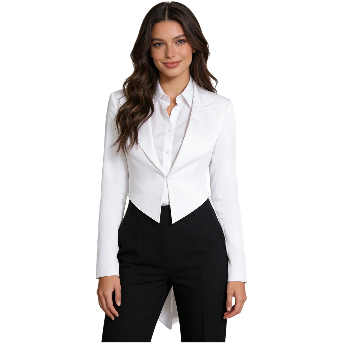 Womens Swallowtail Jacket Lapel Tuxedo Coat Tailcoat Blazer Vintage Outerwear for Nightclub Cocktails Waitress Cosplay Costume