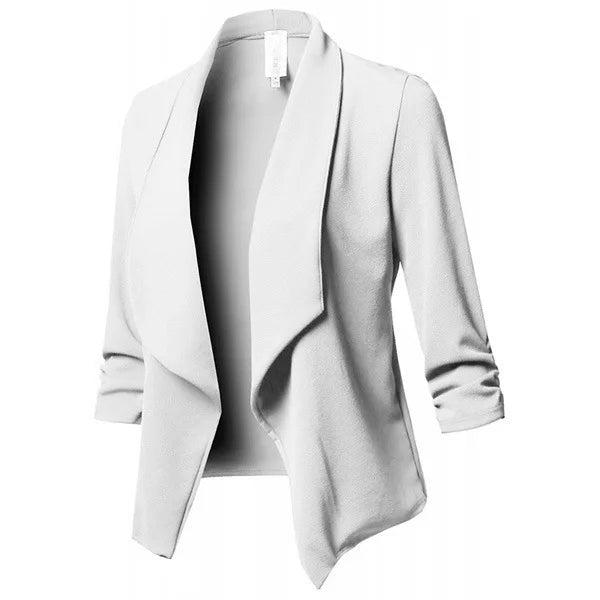 2026 Women's Clothing Blazers slim fit long sleeved pleated suit collar solid color versatile small suit jacket Suits Blazer