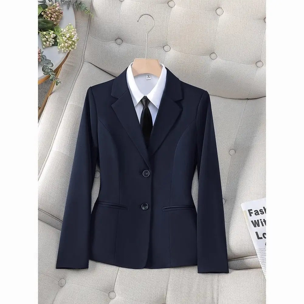 Professional Women's Suit Jacket Spring New Style Black Workwear for Civil Servant Interview Elegant Career Outerwear