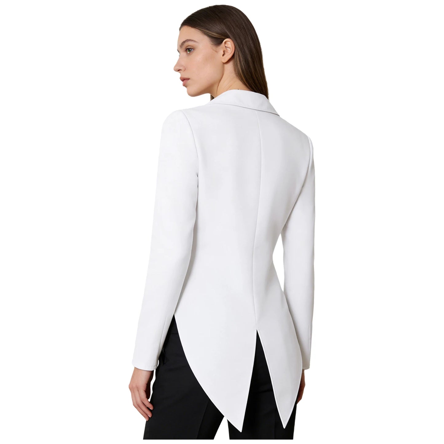 Womens Swallowtail Jacket Lapel Tuxedo Coat Tailcoat Blazer Vintage Outerwear for Nightclub Cocktails Waitress Cosplay Costume