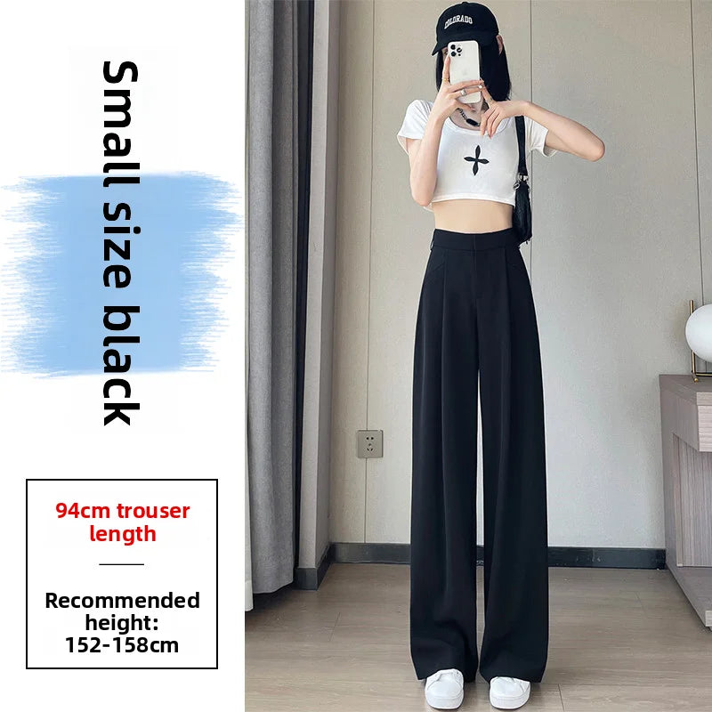 New Ice Silk Thin Straight Leg Suit Pants Women's Summer White Narrow Version XS1452025 High Waist Wide Leg Cotton Blend