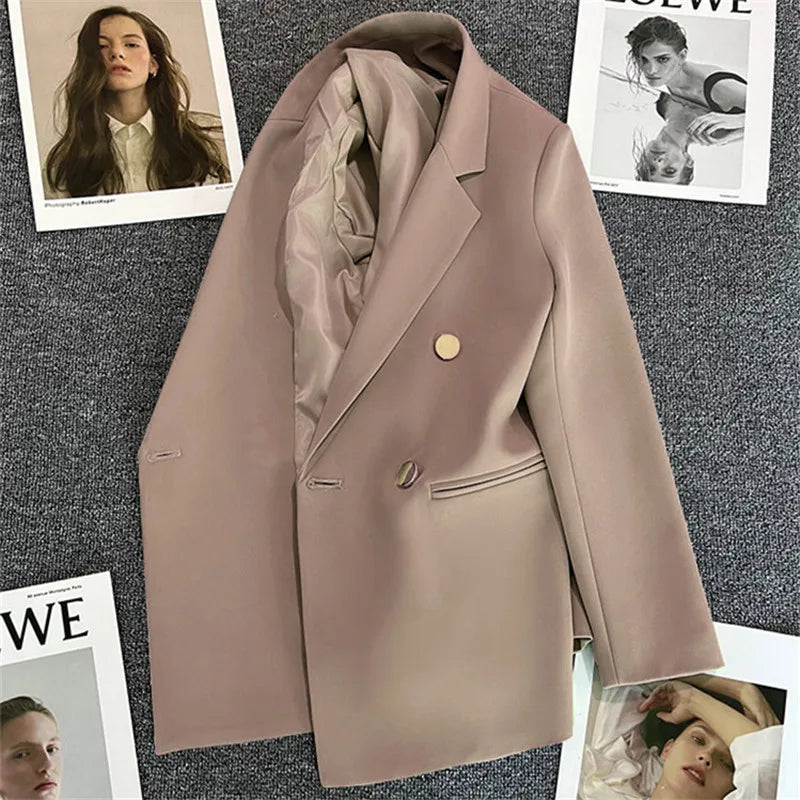 Office Lady Elegant Single Button Blazer For Women 2023 Autumn Long Sleeve Slim Stylish Jackets Winter Casual Chic Tops Coats