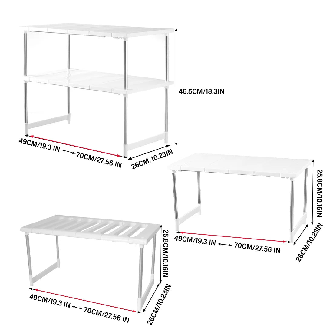 Kitchen Counter Shelves, Cabinet organizers and Storage, Pantry Storage Shelf Organizer, Kitchen Cabinet Organizer, White