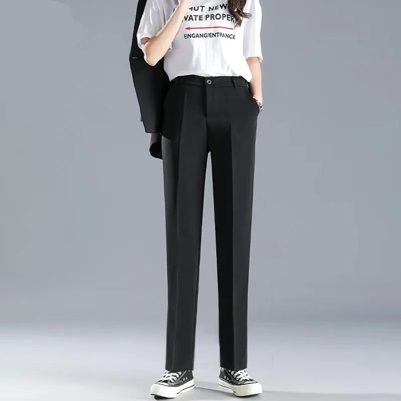 Fashion Casual Pants Suit the New Korean Pop Lapel Loose Pants Blouse Professional Suit Two-piece Women Elegant Set