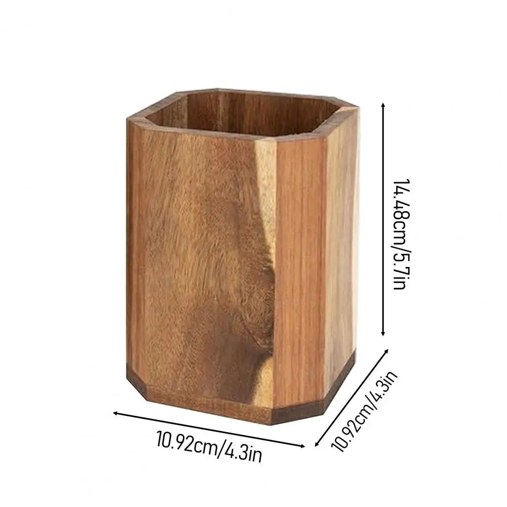 Kitchen Utensil Organizer Wooden Utensil Holder Wood Utensil Holder Rotating Countertop Organizer with Non-slip for Spatulas