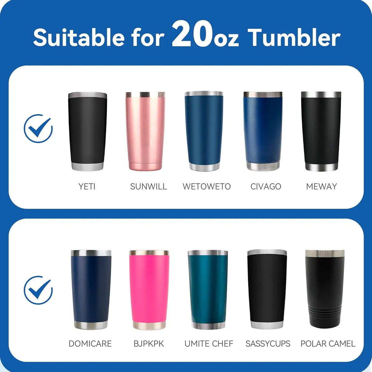 2 Pack 20 oz Tumbler Replacement Lids, Compatible with Yeti Rambler, Old Style Rtic and Other Travel Mugs