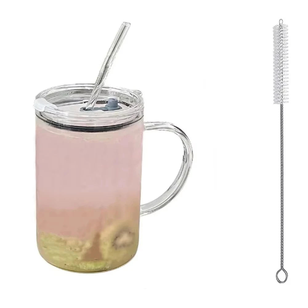 1L Drinking Glass Tumbler With Lid And Straw Glass Coffee Cup Glass Mug And Straw Glass Coffee Cup Glass Mu…