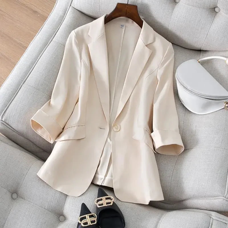 Jacket Women's Clothing Slim Fit Diamond Suit Formal Office Wear Work Jacket Plus Size Button Korean Short Coat Fashion Grace