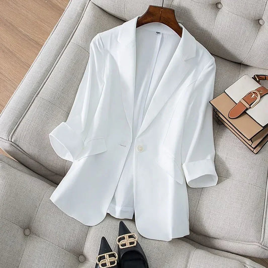 Jacket Women's Clothing Slim Fit Diamond Suit Formal Office Wear Work Jacket Plus Size Button Korean Short Coat Fashion Grace