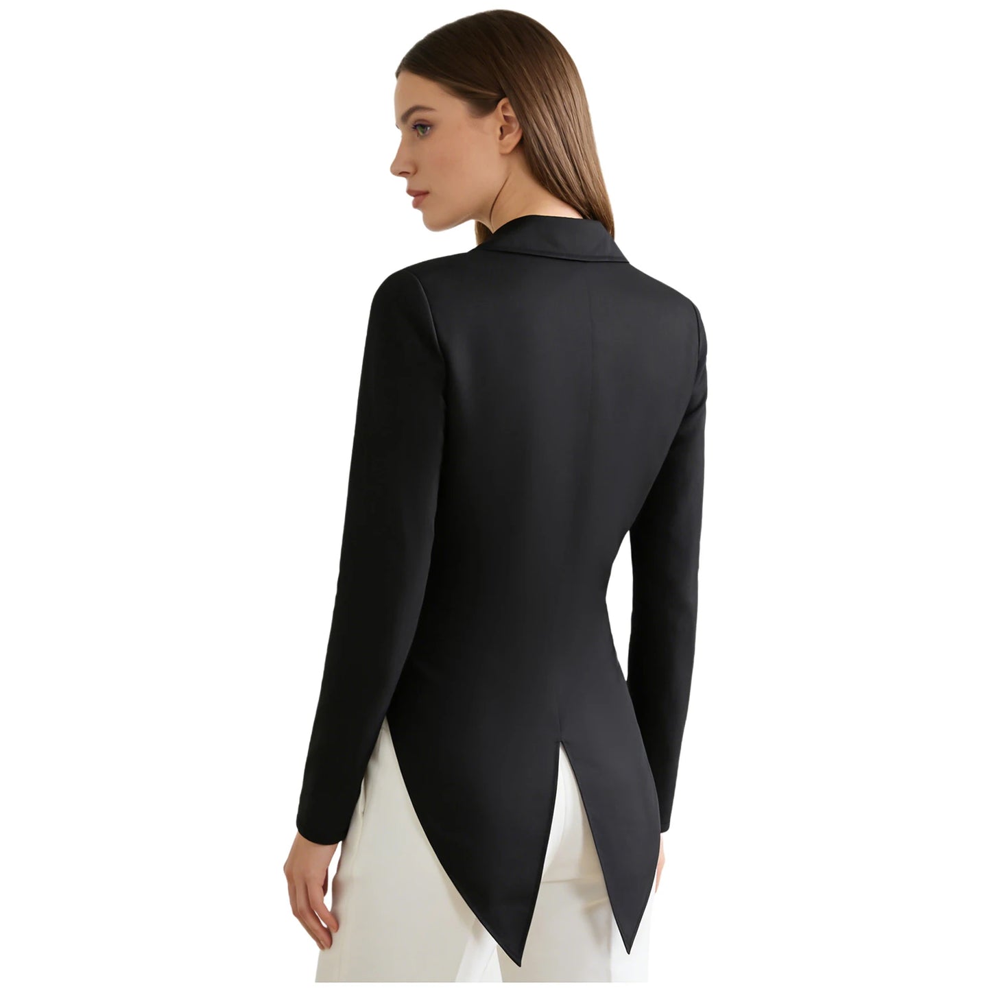 Womens Swallowtail Jacket Lapel Tuxedo Coat Tailcoat Blazer Vintage Outerwear for Nightclub Cocktails Waitress Cosplay Costume