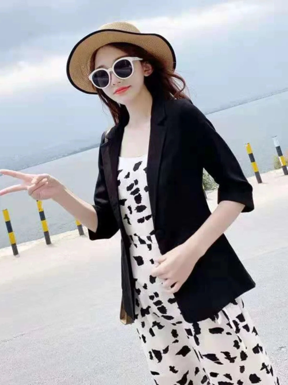 Summer New Sle Women's Linen Suit Jaet Thin Seven-Quarter Sve Drapey Fit Formal Wear Casual Commute Pure Color