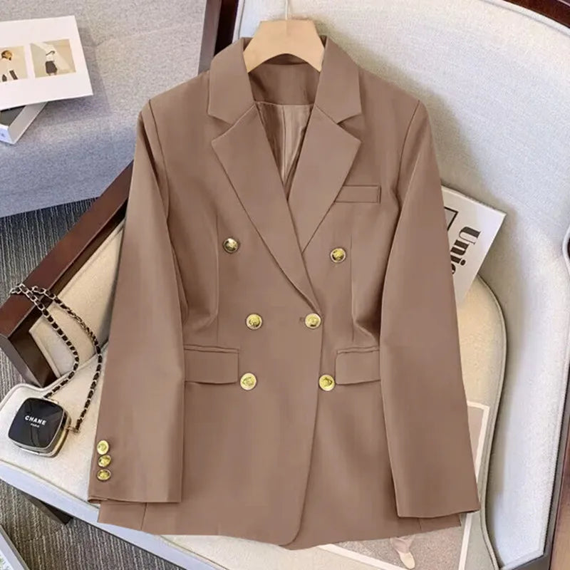 Office Lady Slim Blazer for Women, Long Sleeve Coats, Black Jackets, Casual Outerwear, Fall, Winter Fashion, 2023