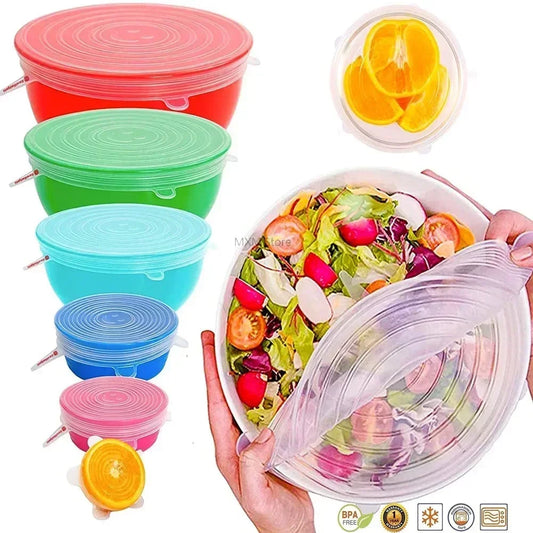 Universal For Kitchen Utensil Lid Kitchen Storage Organization Reusable Stretch Silicone Cover Lids Food Utensils Home Microwave