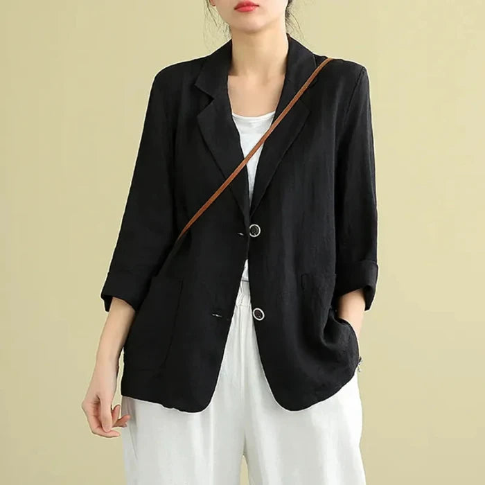 Cotton Linen Jacket Small Suit Loose Casual Long Sleeve Women's Fashionable Sun Protection Spring Summer New Arrival