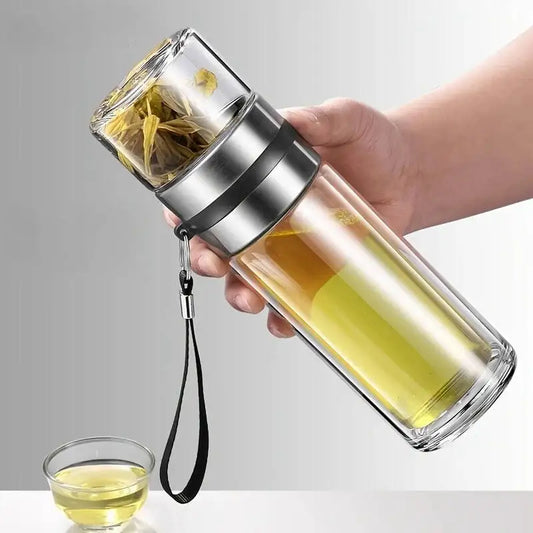 Tumbler Infuser, Leakproof 1PCS Travel Mug With Tea Strainer, Multi-size High Borosilicate Glass Double Layer Cup Infuser