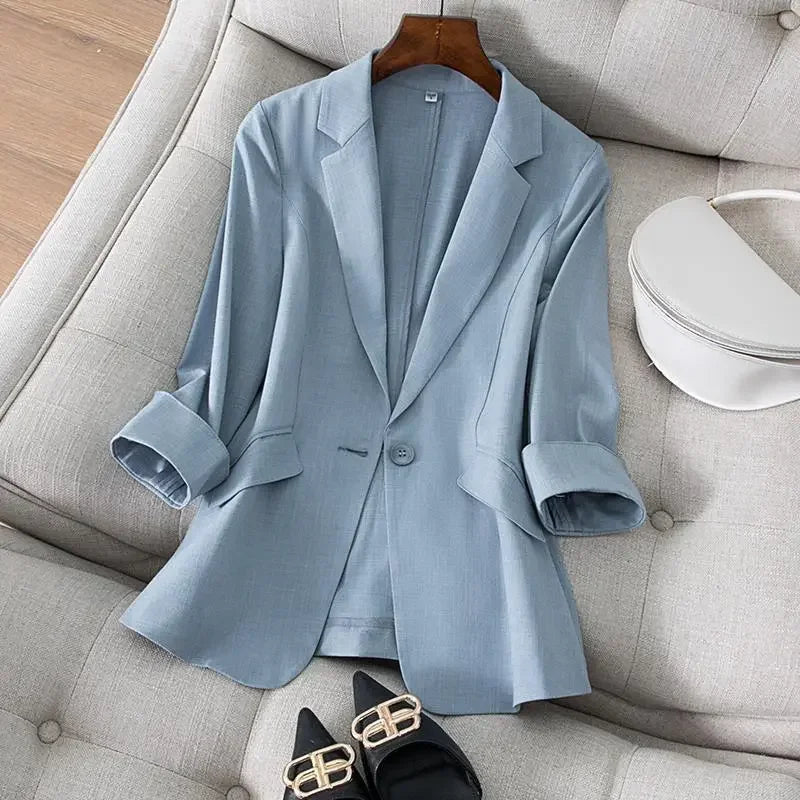 Jacket Women's Clothing Slim Fit Diamond Suit Formal Office Wear Work Jacket Plus Size Button Korean Short Coat Fashion Grace